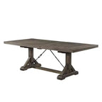 Tavolo da pranzo estensibile con gambe a cavalletto – Noce scuro, 6 posti, prolunga rimovibile, 183-229 cm
