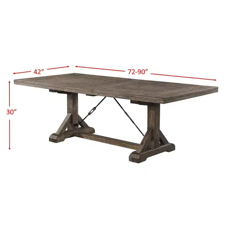 Tavolo da pranzo estensibile con gambe a cavalletto – Noce scuro, 6 posti, prolunga rimovibile, 183-229 cm