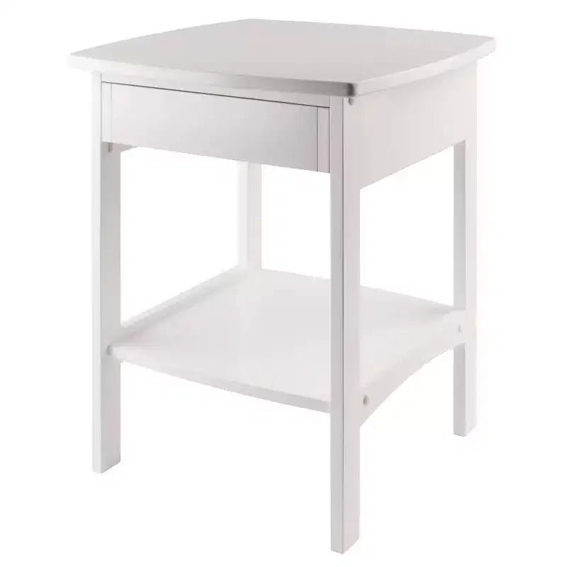 Comodino quadrato bianco di design – 1 cassetto, ripiano aperto, legno composito, 56 cm H