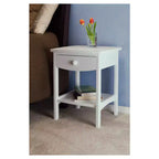 Comodino quadrato bianco di design – 1 cassetto, ripiano aperto, legno composito, 56 cm H