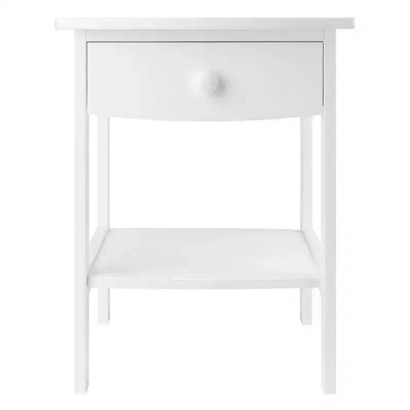Comodino quadrato bianco di design – 1 cassetto, ripiano aperto, legno composito, 56 cm H
