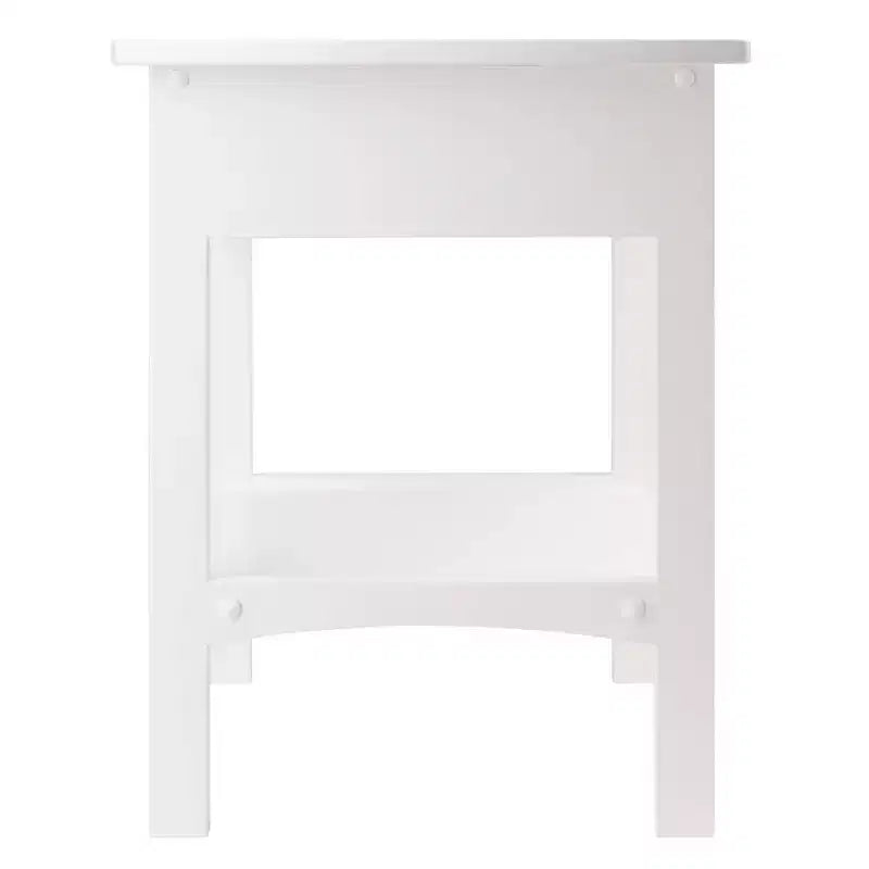 Comodino quadrato bianco di design – 1 cassetto, ripiano aperto, legno composito, 56 cm H
