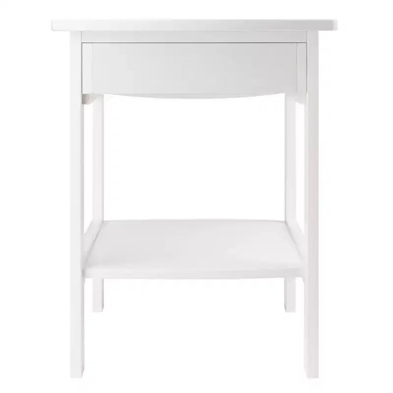 Comodino quadrato bianco di design – 1 cassetto, ripiano aperto, legno composito, 56 cm H