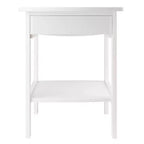 Comodino quadrato bianco di design – 1 cassetto, ripiano aperto, legno composito, 56 cm H