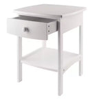 Comodino quadrato bianco di design – 1 cassetto, ripiano aperto, legno composito, 56 cm H