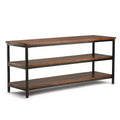 Rhonda Solid Mango Wood TV Stand for TVs up to 66" Dark Cognac Brown - WyndenHall: Industrial Style, Open Shelves, Metal Base