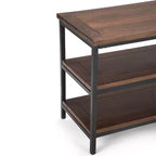 Mobile TV da 60" in Legno Massello di Mango per TV fino a 66" – Marrone Cognac Scuro, Industriale, Base in Metallo