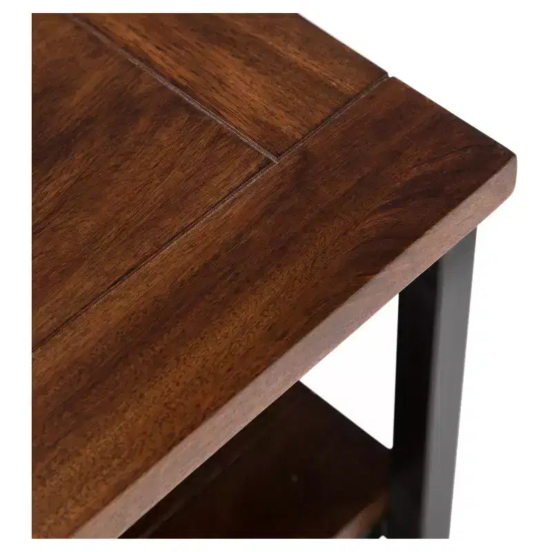 Mobile TV da 60" in Legno Massello di Mango per TV fino a 66" – Marrone Cognac Scuro, Industriale, Base in Metallo