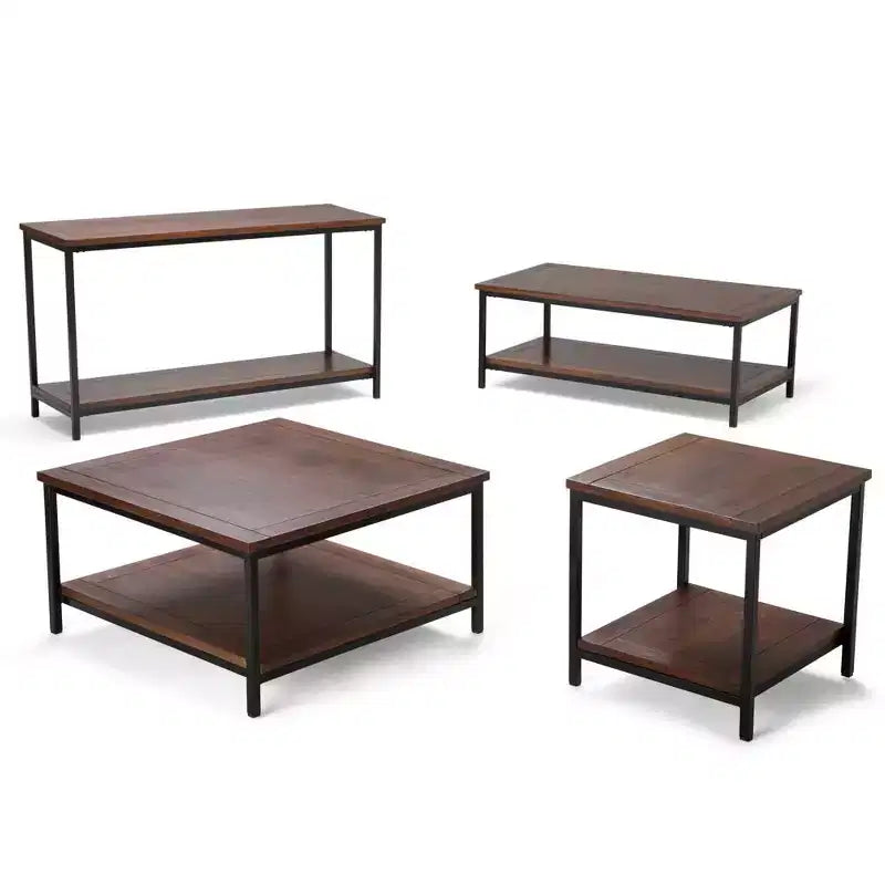 Mobile TV da 60" in Legno Massello di Mango per TV fino a 66" – Marrone Cognac Scuro, Industriale, Base in Metallo