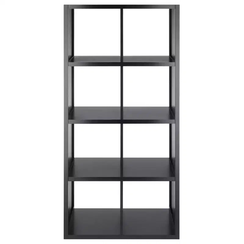 Libreria portaoggetti a cubo nera da 53" 4x2 – 8 scomparti, MDF, ferramenta antiribaltamento