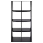 Libreria portaoggetti a cubo nera da 53" 4x2 – 8 scomparti, MDF, ferramenta antiribaltamento