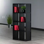 Libreria portaoggetti a cubo nera da 53" 4x2 – 8 scomparti, MDF, ferramenta antiribaltamento