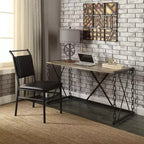Scrivania in rovere rustico e nero antico – Struttura in metallo, 122 cm larghezza, Ufficio domestico industriale
