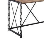 Scrivania in rovere rustico e nero antico – Struttura in metallo, 122 cm larghezza, Ufficio domestico industriale