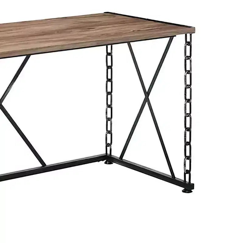 Scrivania in rovere rustico e nero antico – Struttura in metallo, 122 cm larghezza, Ufficio domestico industriale