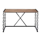 Scrivania in rovere rustico e nero antico – Struttura in metallo, 122 cm larghezza, Ufficio domestico industriale