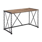 Scrivania in rovere rustico e nero antico – Struttura in metallo, 122 cm larghezza, Ufficio domestico industriale