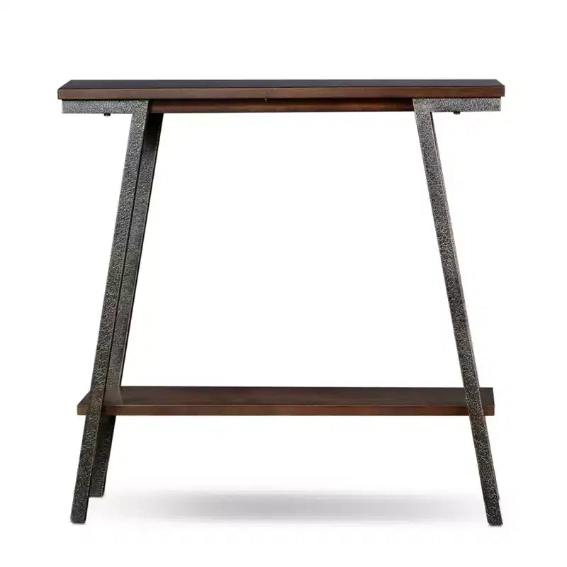 Console per ingresso moderna industriale – Piano in noce, base in acciaio, larghezza 30", certificato CARB