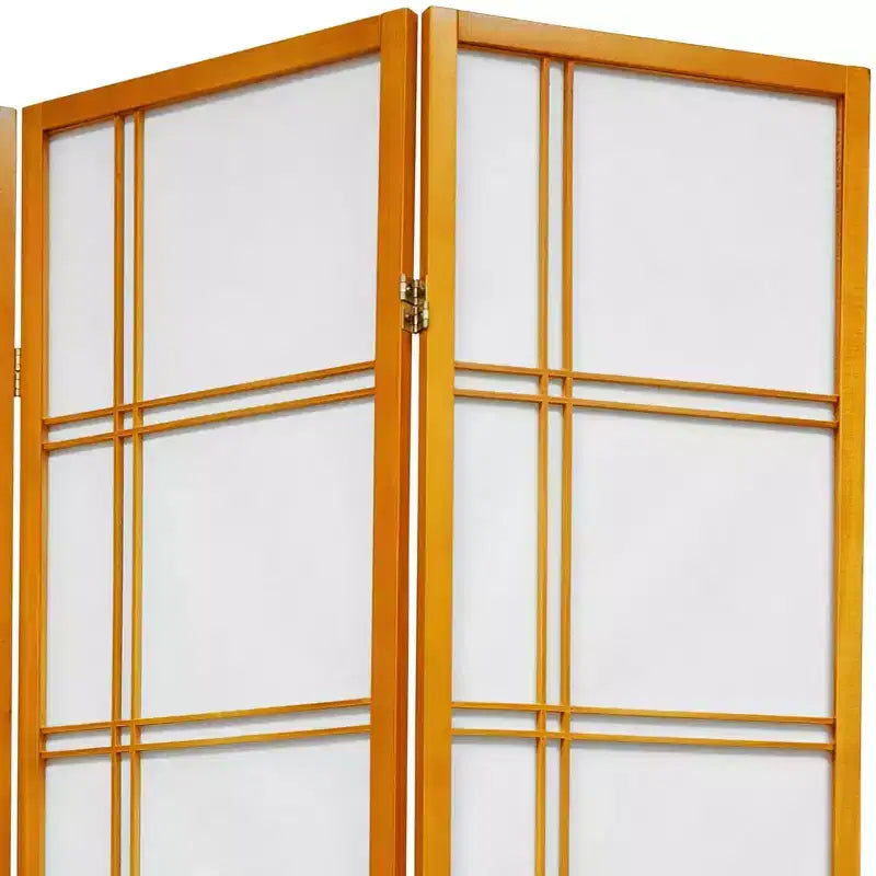 Paravento Shoji a doppia croce alto 1,8 m - Miele (3 Pannelli)