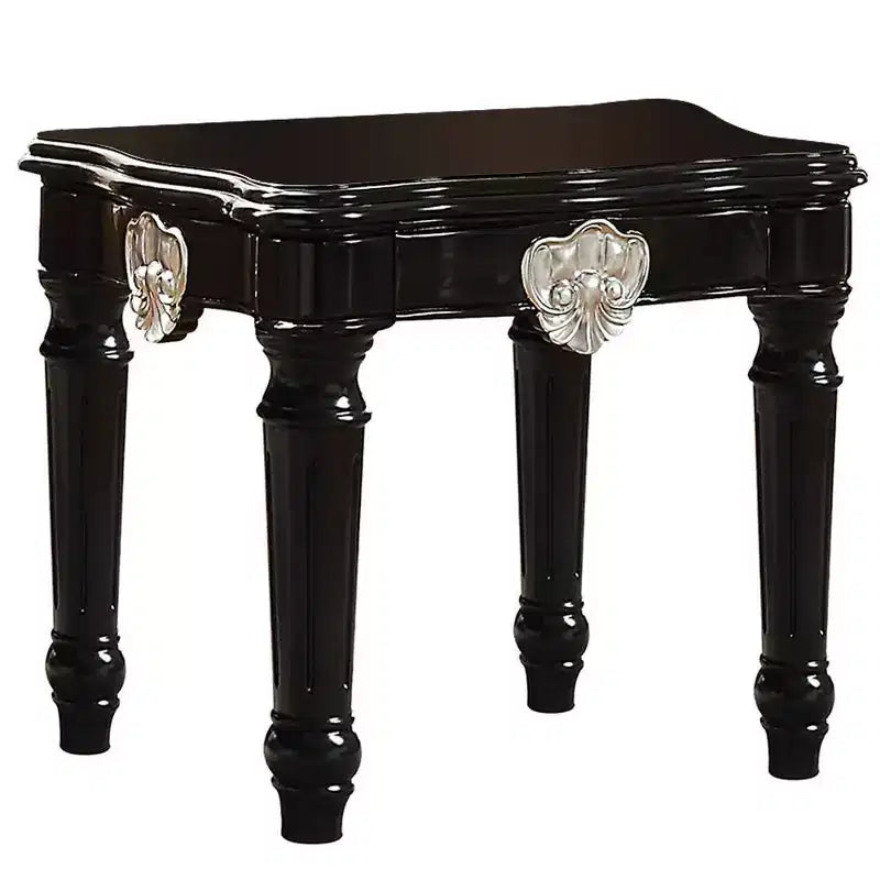 Tavolino d'appoggio quadrato nero – Legno massello, Design minimalista, 61 cm A x 66 cm L
