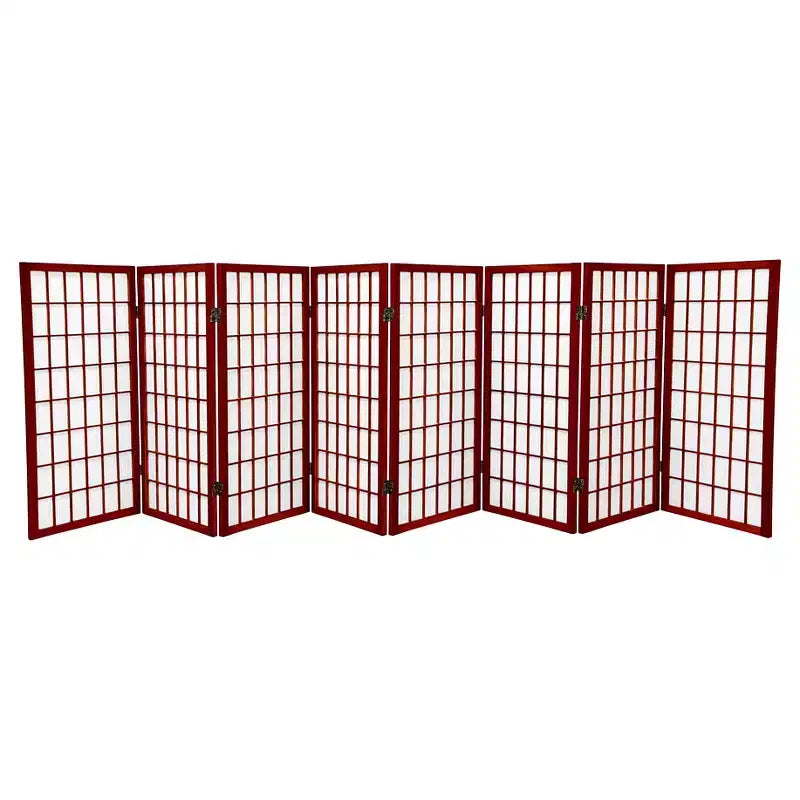 3 ft. Tall Window Pane Shoji Screen - Rosewood (8 Panels) - Oriental Furniture: Hardwood Frame, No Assembly Required