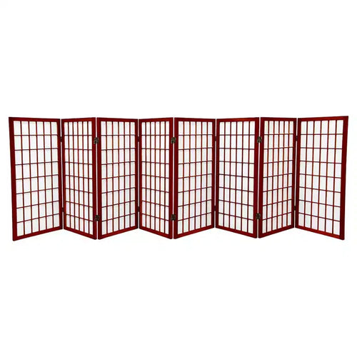 3 ft. Tall Window Pane Shoji Screen - Rosewood (8 Panels) - Oriental Furniture: Hardwood Frame, No Assembly Required
