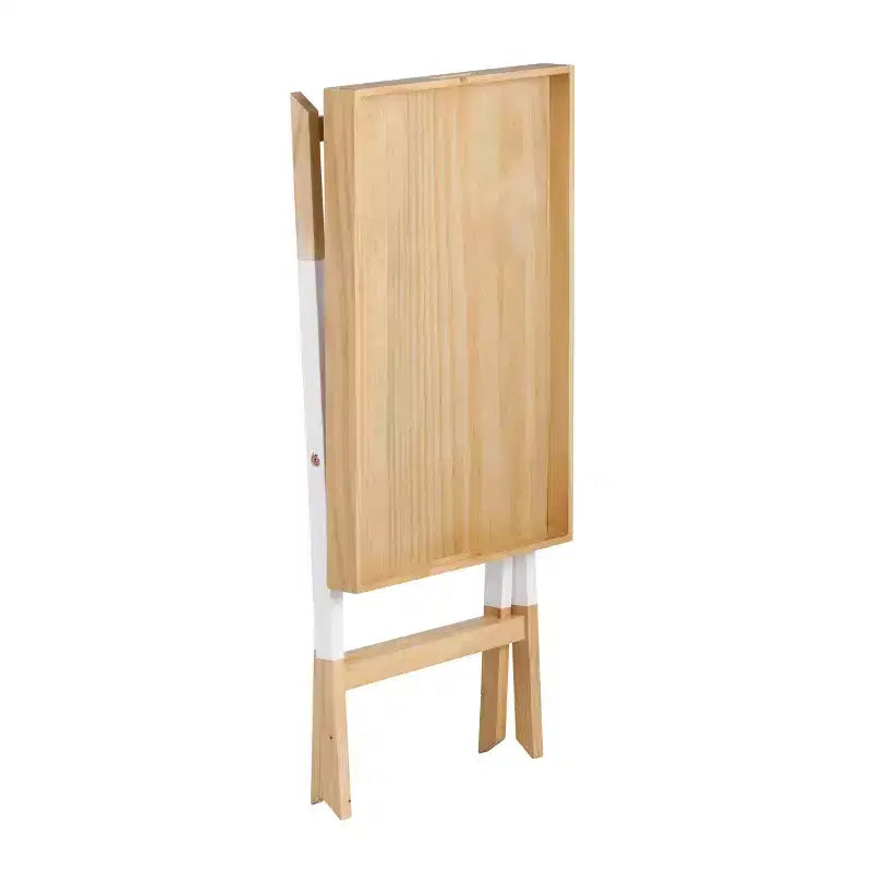 Tavolino rotondo pieghevole con vassoio – Marrone quercia e bianco, piano vassoio rimovibile, base a croce, nessun montaggio