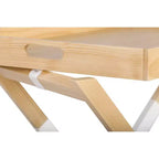 Tavolino rotondo pieghevole con vassoio – Marrone quercia e bianco, piano vassoio rimovibile, base a croce, nessun montaggio