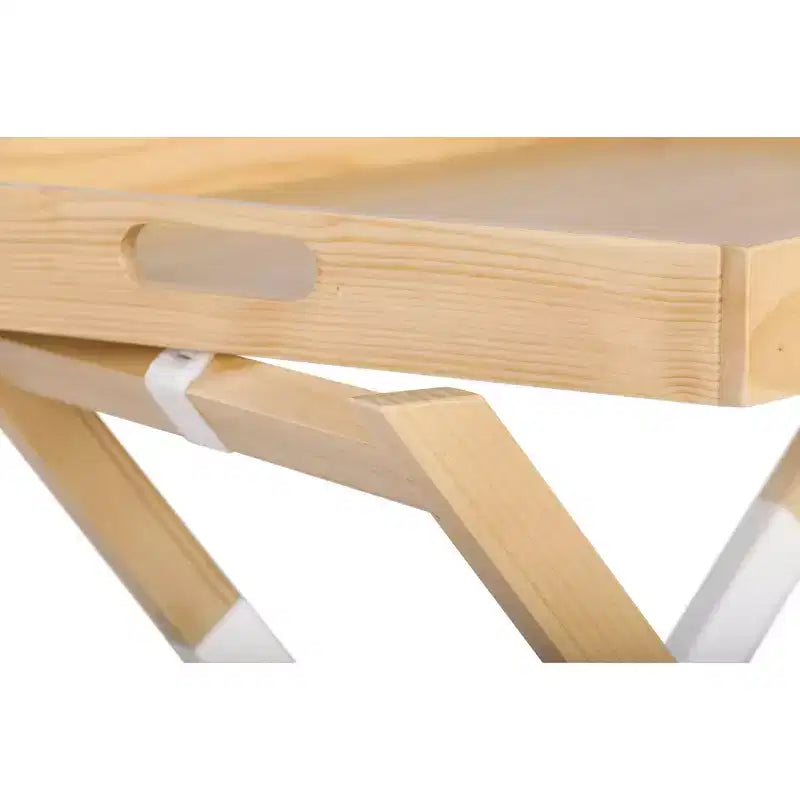 Tavolino rotondo pieghevole con vassoio – Marrone quercia e bianco, piano vassoio rimovibile, base a croce, nessun montaggio