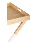 Tavolino rotondo pieghevole con vassoio – Marrone quercia e bianco, piano vassoio rimovibile, base a croce, nessun montaggio