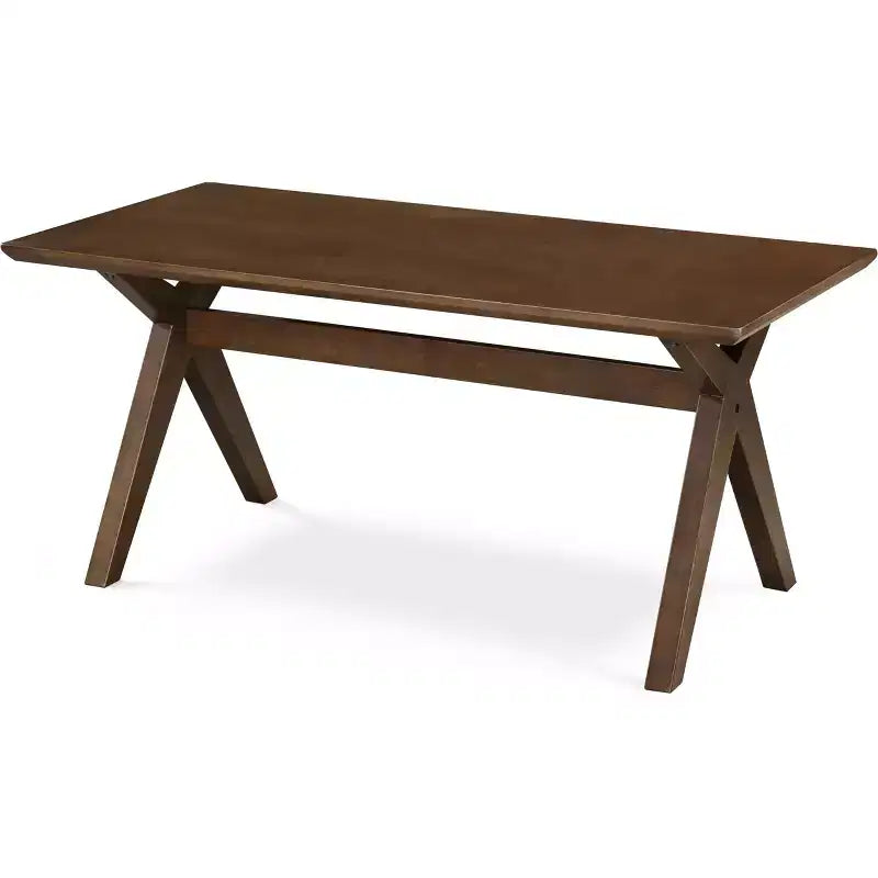 Tavolino da Caffè in Legno Moderno di Metà Secolo – Base a Croce, Gambe Divaricate, Impiallacciatura in Legno, 109 cm L