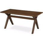 Tavolino da Caffè in Legno Moderno di Metà Secolo – Base a Croce, Gambe Divaricate, Impiallacciatura in Legno, 109 cm L