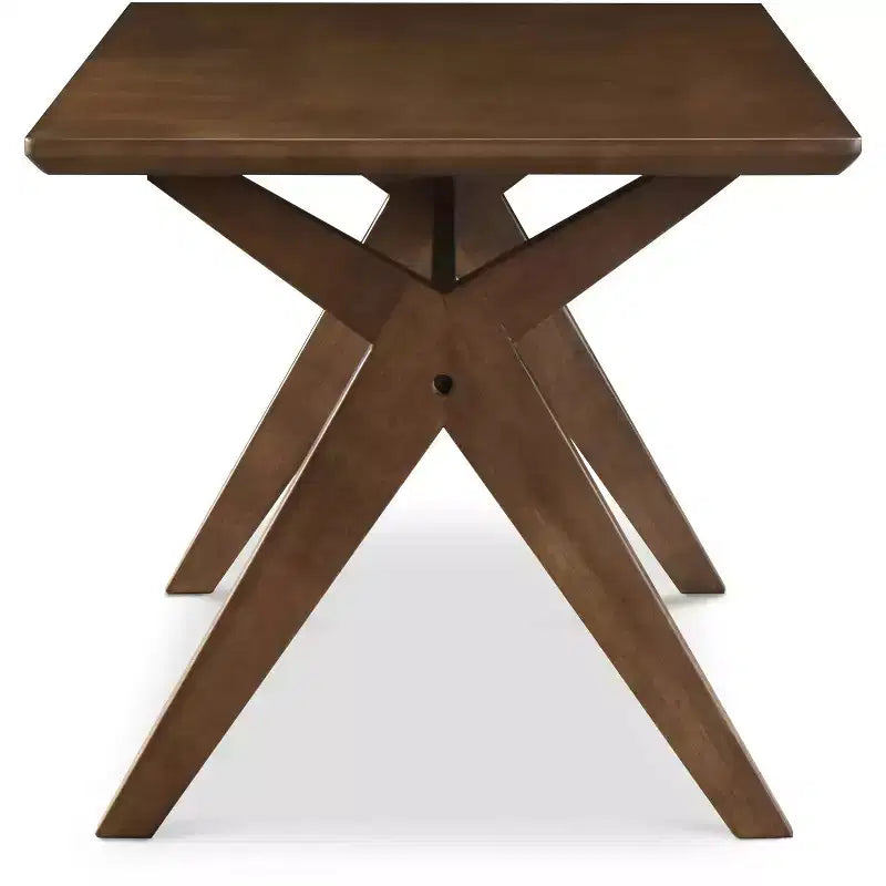 Tavolino da Caffè in Legno Moderno di Metà Secolo – Base a Croce, Gambe Divaricate, Impiallacciatura in Legno, 109 cm L
