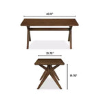 Tavolino da Caffè in Legno Moderno di Metà Secolo – Base a Croce, Gambe Divaricate, Impiallacciatura in Legno, 109 cm L