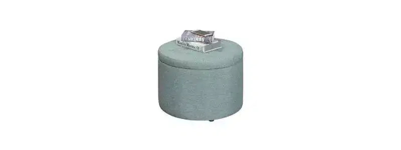 Pouf Contenitore Rotondo Trapuntato – Similpelle, Contiene 12 Paia di Scarpe, Capacità 90 kg