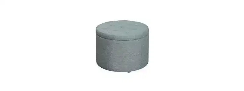 Pouf Contenitore Rotondo Trapuntato – Similpelle, Contiene 12 Paia di Scarpe, Capacità 90 kg