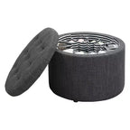 Pouf Contenitore Rotondo Trapuntato – Similpelle, Contiene 12 Paia di Scarpe, Capacità 90 kg