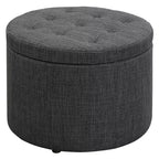 Pouf Contenitore Rotondo Trapuntato – Similpelle, Contiene 12 Paia di Scarpe, Capacità 90 kg