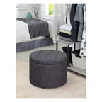 Pouf Contenitore Rotondo Trapuntato – Similpelle, Contiene 12 Paia di Scarpe, Capacità 90 kg