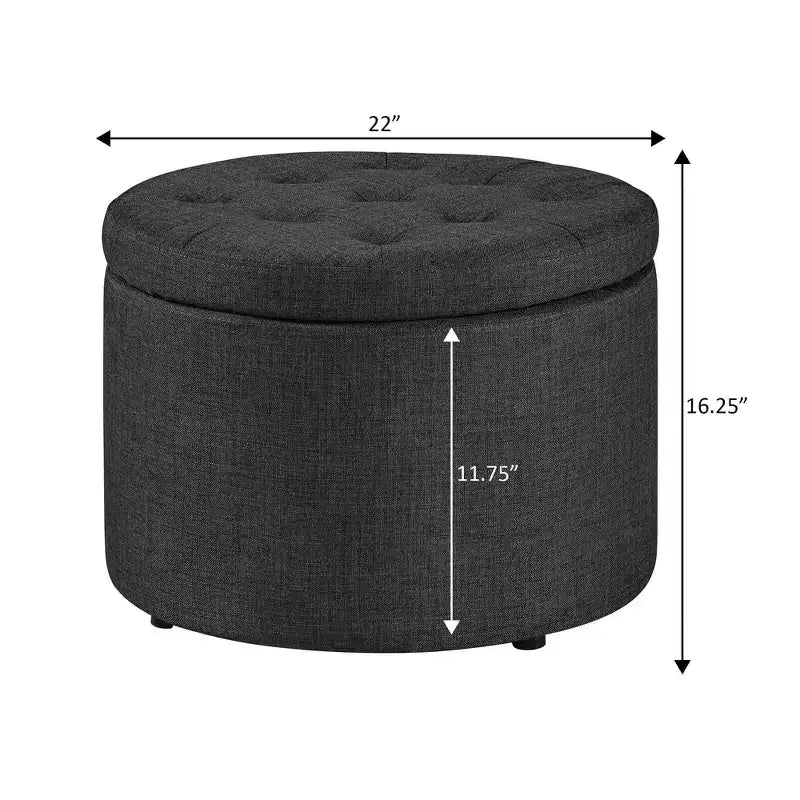 Pouf Contenitore Rotondo Trapuntato – Similpelle, Contiene 12 Paia di Scarpe, Capacità 90 kg