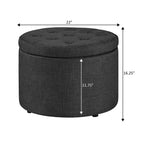 Pouf Contenitore Rotondo Trapuntato – Similpelle, Contiene 12 Paia di Scarpe, Capacità 90 kg