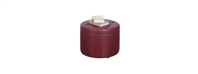 Pouf Contenitore Rotondo Trapuntato – Similpelle, Contiene 12 Paia di Scarpe, Capacità 90 kg