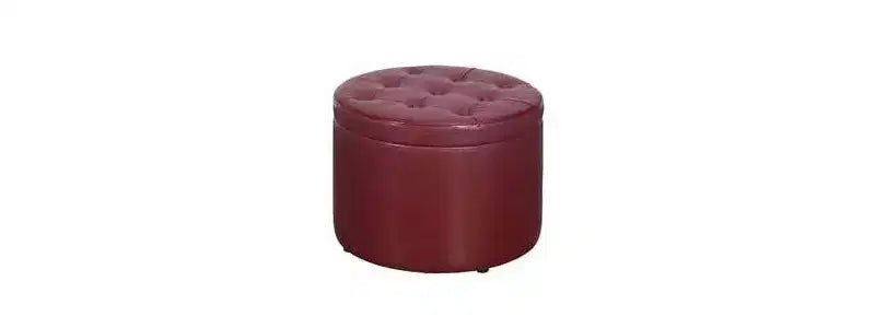 Pouf Contenitore Rotondo Trapuntato – Similpelle, Contiene 12 Paia di Scarpe, Capacità 90 kg