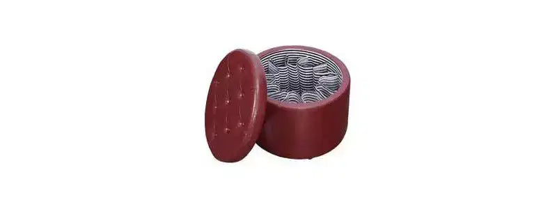 Pouf Contenitore Rotondo Trapuntato – Similpelle, Contiene 12 Paia di Scarpe, Capacità 90 kg