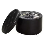 Pouf Contenitore Rotondo Trapuntato – Similpelle, Contiene 12 Paia di Scarpe, Capacità 90 kg
