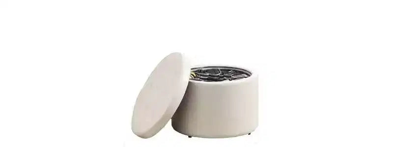 Pouf Contenitore Rotondo Trapuntato – Similpelle, Contiene 12 Paia di Scarpe, Capacità 90 kg