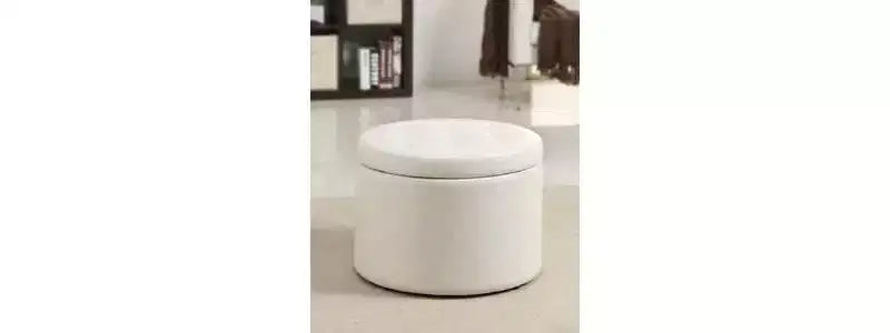Pouf Contenitore Rotondo Trapuntato – Similpelle, Contiene 12 Paia di Scarpe, Capacità 90 kg