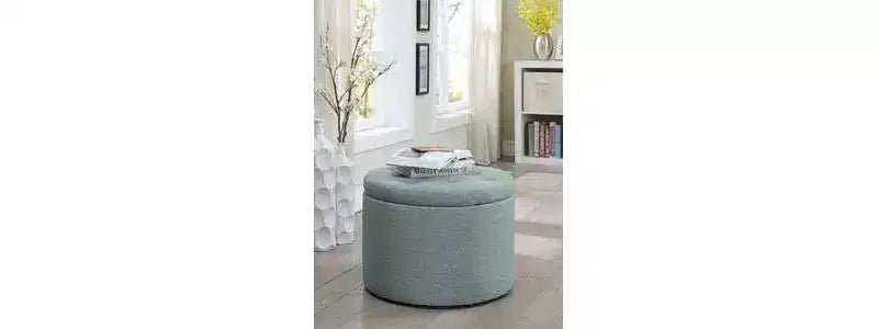 Pouf Contenitore Rotondo Trapuntato – Similpelle, Contiene 12 Paia di Scarpe, Capacità 90 kg