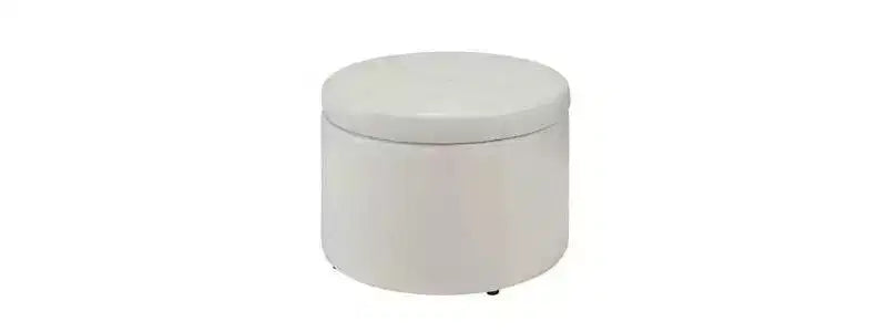 Pouf Contenitore Rotondo Trapuntato – Similpelle, Contiene 12 Paia di Scarpe, Capacità 90 kg