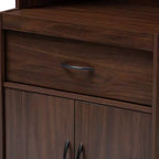 Mobile dispensa alto e credenza – Bianco e ciliegio, Ante in vetro, 4 ripiani, 1 cassetto, H 180 cm
